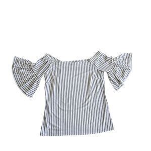 Banana Republic Women's Striped Crepe Off The Shoulder Top Size Small